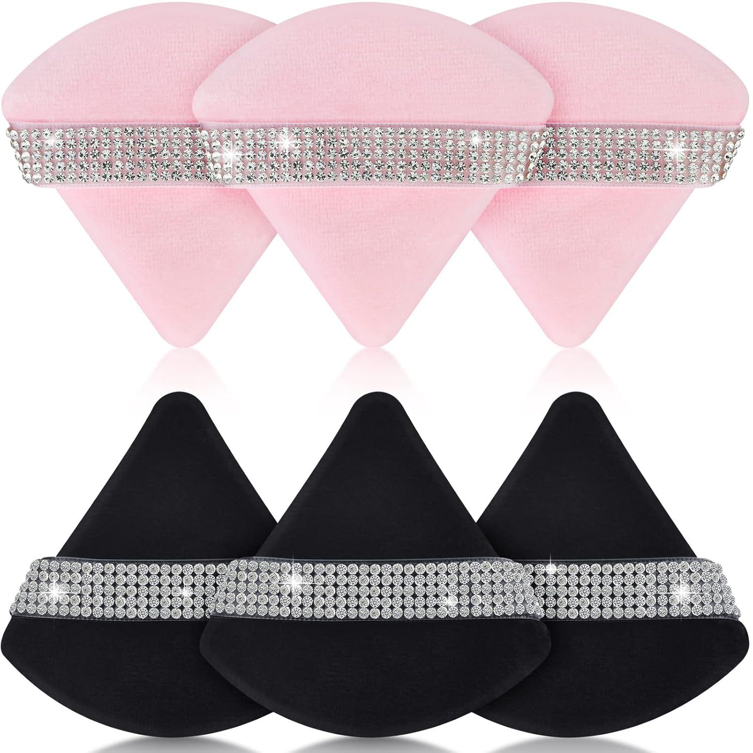 镶钻水晶绒三角粉扑 - 初学者必备化妆工具，现货定妆神器