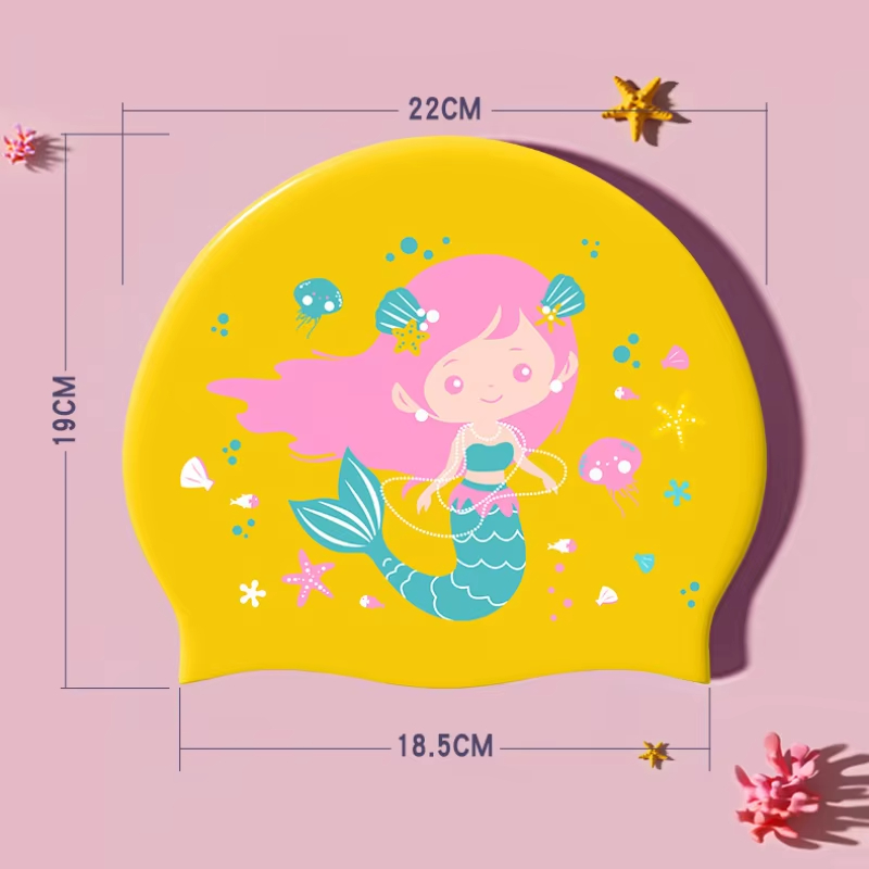新款儿童卡通硅胶泳帽，男女童适用，防水弹力设计，舒适不勒头，游泳必备