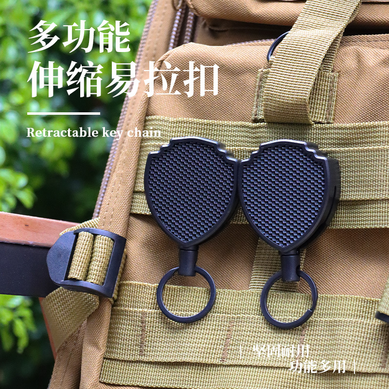 厂家直销锌合金易拉扣枪灰伸缩扣强力拉线器，登山钢丝马蹄钥匙扣